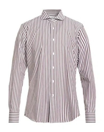 Bagutta Man Shirt Dark Brown Size 17 ½ Cotton In Gray