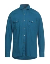 Bagutta Man Shirt Deep Teal Size L Cotton In Blue