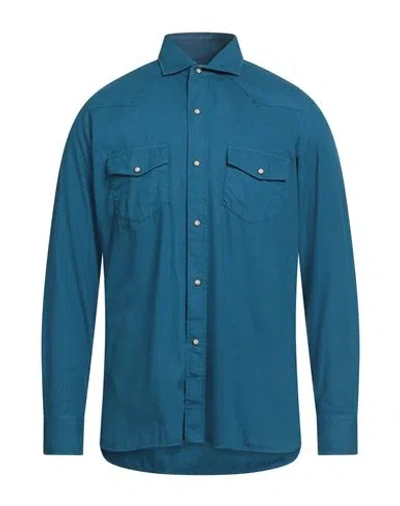 Bagutta Man Shirt Deep Teal Size L Cotton In Green