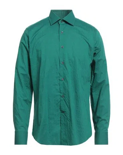 Bagutta Man Shirt Emerald Green Size 17 ½ Cotton