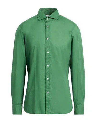 Bagutta Man Shirt Green Size 17 Cotton