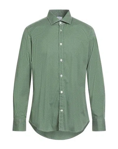 Bagutta Man Shirt Green Size 17 Cotton, Elastane