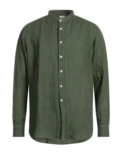 Bagutta Man Shirt Green Size 17 ½ Linen