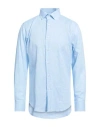 Bagutta Man Shirt Light Blue Size 17 ½ Linen, Cotton