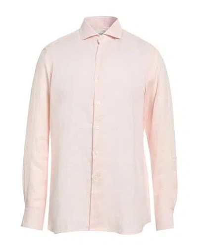 Bagutta Man Shirt Light Pink Size 16 Linen