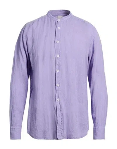 Bagutta Man Shirt Lilac Size 17 ½ Linen In Purple