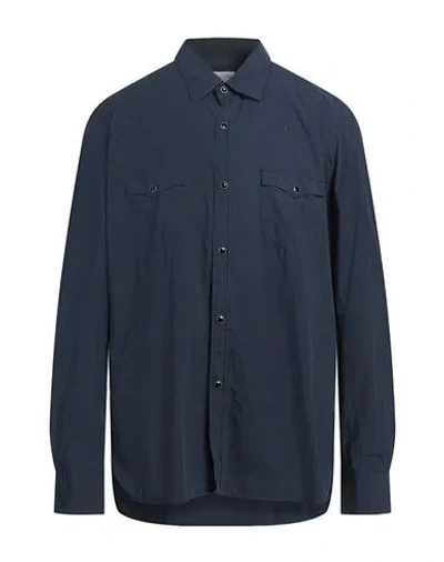 Bagutta Man Shirt Midnight Blue Size 15 Cotton
