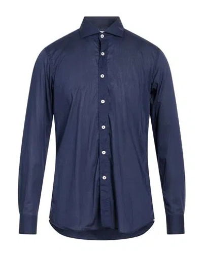 Bagutta Man Shirt Midnight Blue Size 16 Cotton