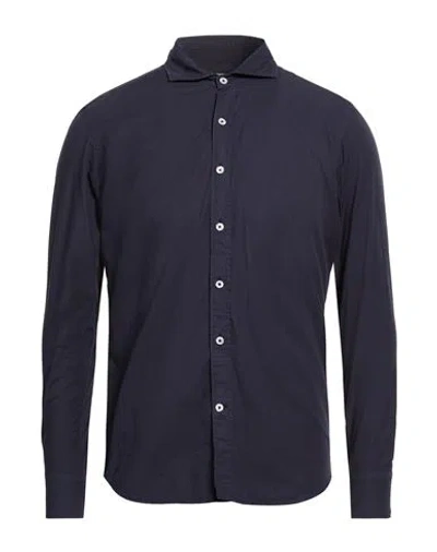 Bagutta Man Shirt Midnight Blue Size 17 Cotton In Multi