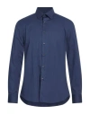 Bagutta Man Shirt Midnight Blue Size 17 Cotton, Elastane In Blue