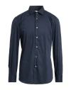 Bagutta Man Shirt Midnight Blue Size 17 ½ Cotton, Polyamide, Elastane