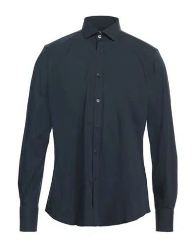Bagutta Man Shirt Midnight Blue Size 17 ½ Cotton, Polyamide, Elastane