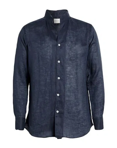 Bagutta Man Shirt Midnight Blue Size 17 ½ Linen
