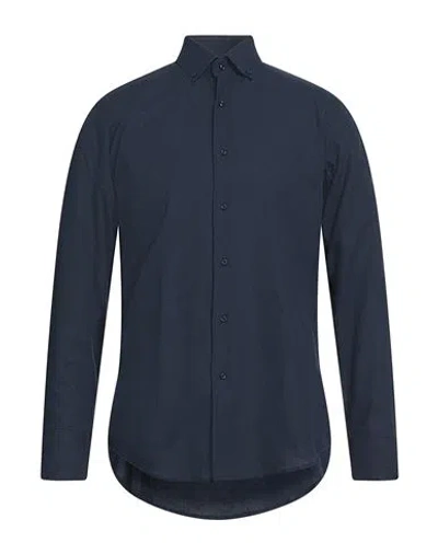 Bagutta Man Shirt Midnight Blue Size 17 ½ Linen, Cotton