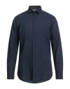 Bagutta Man Shirt Midnight Blue Size 17 ½ Linen, Cotton