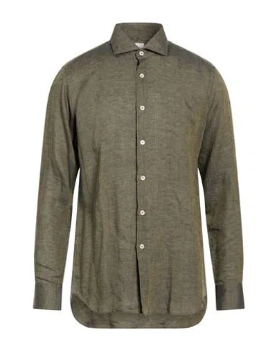Bagutta Man Shirt Military Green Size 16 Linen