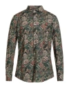 Bagutta Man Shirt Military Green Size 17 ½ Cotton, Elastane