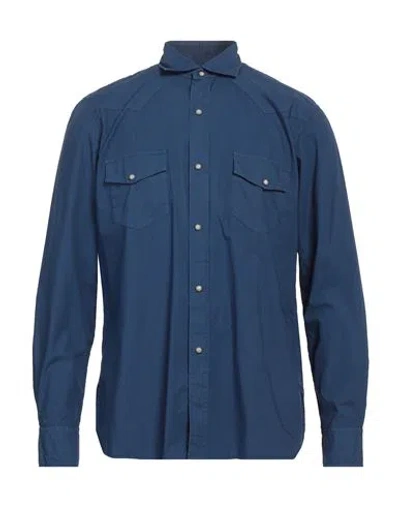 Bagutta Man Shirt Navy Blue Size M Cotton
