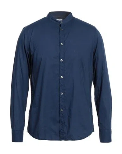 Bagutta Man Shirt Navy Size 15 Cotton In Blue