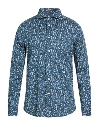 Bagutta Man Shirt Navy Size 15 ¾ Cotton, Elastane In Blue