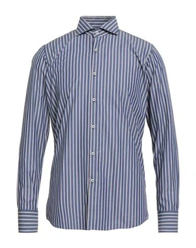 Bagutta Man Shirt Navy Size 17 ½ Cotton In Blue