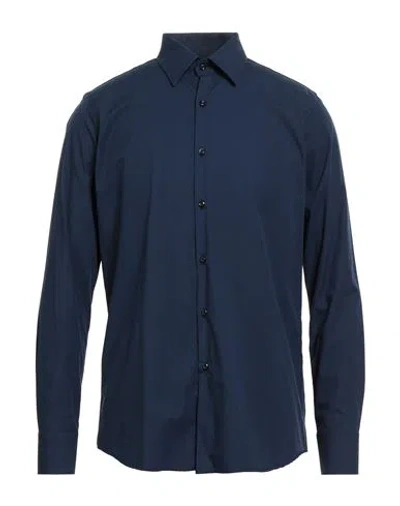 Bagutta Man Shirt Navy Size 17 ½ Cotton, Elastane In Blue