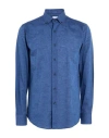 Bagutta Man Shirt Navy Size 17 ½ Linen, Cotton In Blue
