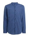 Bagutta Man Shirt Navy Size 17 ½ Linen, Cotton In Blue