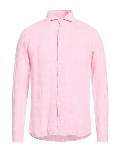 Bagutta Man Shirt Pink Size 15 ½ Linen