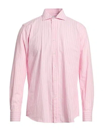 Bagutta Man Shirt Pink Size 17 Cotton, Linen
