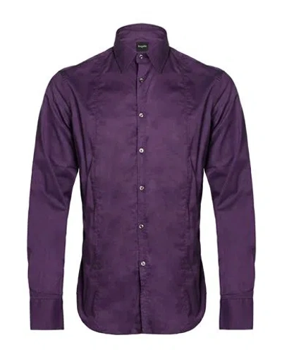 Bagutta Man Shirt Purple Size Xl Cotton, Elastane