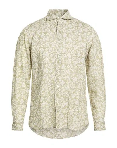 Bagutta Man Shirt Sage Green Size 17 Linen In Multi
