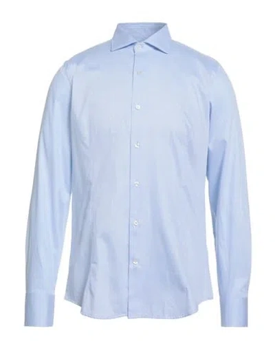 Bagutta Man Shirt Sky Blue Size 16 Cotton