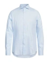Bagutta Man Shirt Sky Blue Size 18 ½ Cotton, Polyamide, Elastane In Blue