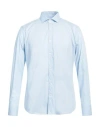 Bagutta Man Shirt Sky Blue Size 18 ½ Cotton, Polyamide, Elastane In Blue