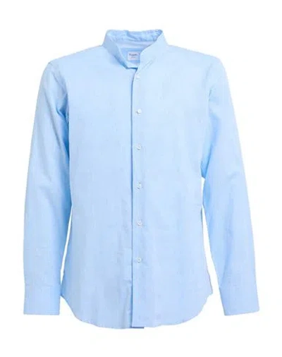 Bagutta Man Shirt Sky Blue Size 17 ½ Linen, Cotton