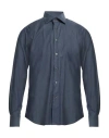 Bagutta Man Shirt Slate Blue Size 17 ½ Cotton, Elastane In Blue
