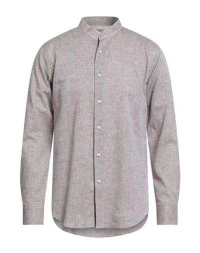 Bagutta Man Shirt Taupe Size 17 ½ Linen, Cotton In Brown
