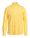 Bagutta Man Shirt Yellow Size 17 Linen