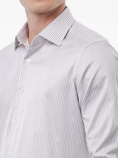 Bagutta Striped-pattern Slim-fit Shirt In White