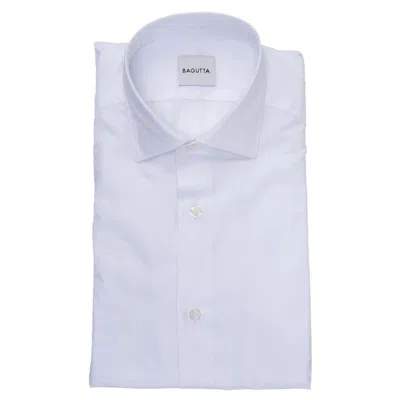 Bagutta White Cotton Men's Shirt In Blue