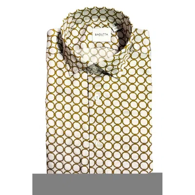 Bagutta White Viscose Men Men's Shirt In Brown