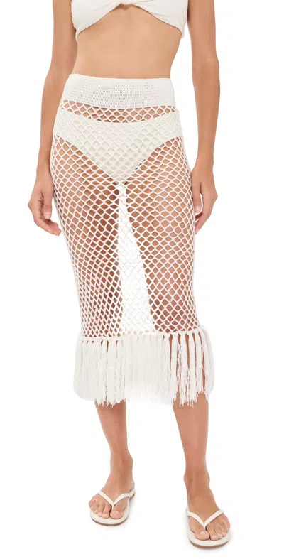 Bahia Maria Juliana Midi Skirt Ivory In White