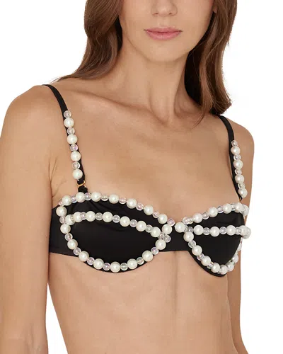 Bahia Maria Silvana Beaded Bikini Top In Black