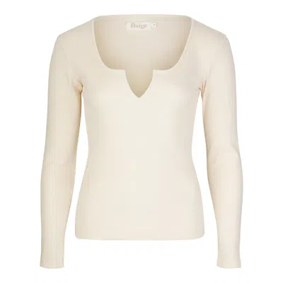 Baìge The Label Women's Neutrals Brooke - Shirt With Small V-cut On Front Neckline In Natural