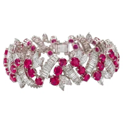 Pre-owned Bailey, Banks & Biddle Bailey Banks & Biddle 23.5 Carat Diamond And No Heat Ruby High Jewelry Bracelet In Multi