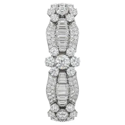 Pre-owned Bailey, Banks & Biddle Emerald-cut And Round Diamond Flower Bracelet In Multi