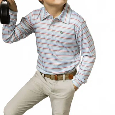 Bailey Boys Kids' Harry Long Sleeve Performance Polo Shirt In Rust In Multi