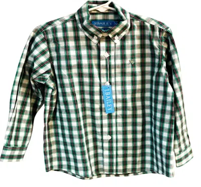 Bailey Boys Kid's Roscoe Button Down Shirt In Evergreen In Green