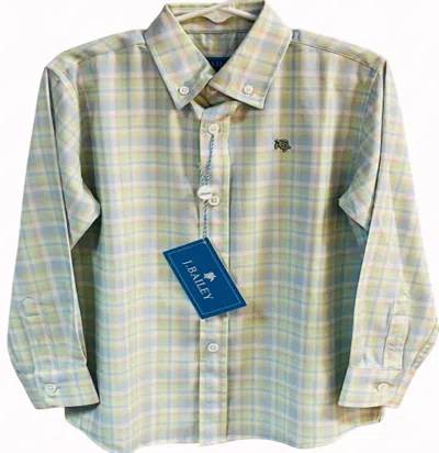 Bailey Boys Kid's Roscoe Button Down Shirt In Pastel Plaid In Green